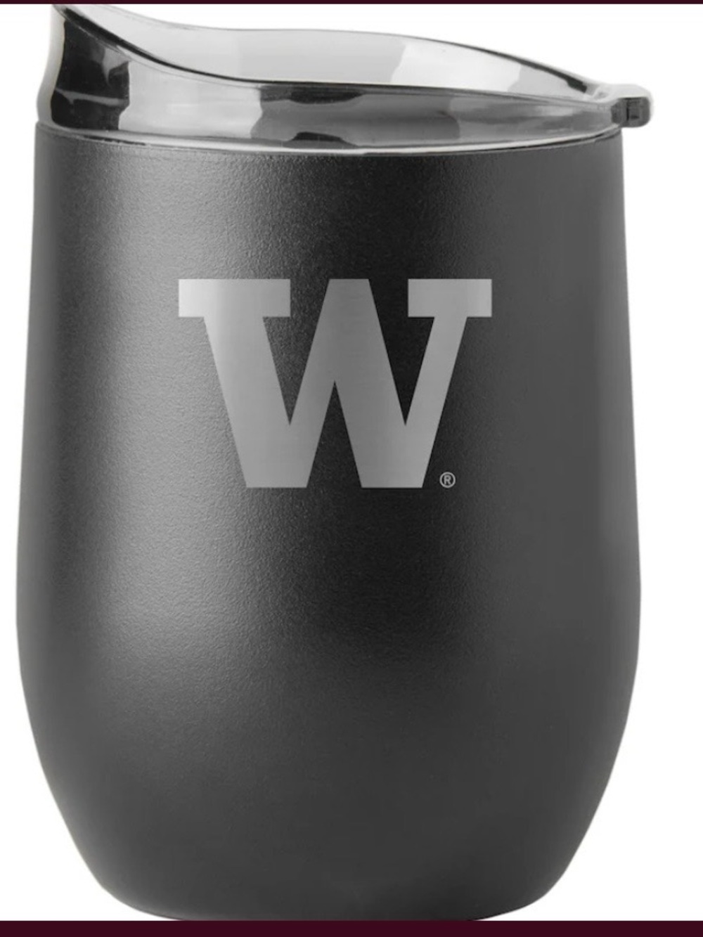 University W Logo Black Insulated Wine Tumbler with Lid